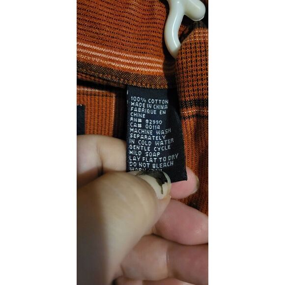 Siegfried plaid burnt orange/black long-sleeved button-down casual dress shirt - Picture 5 of 5